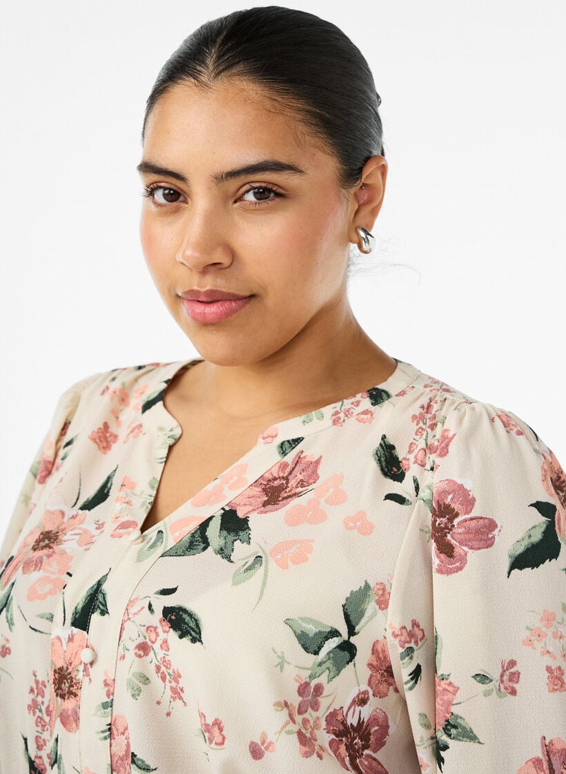 Midikleid mit Smock und Zierkn&ouml;pfen, Beige, Model image number 2