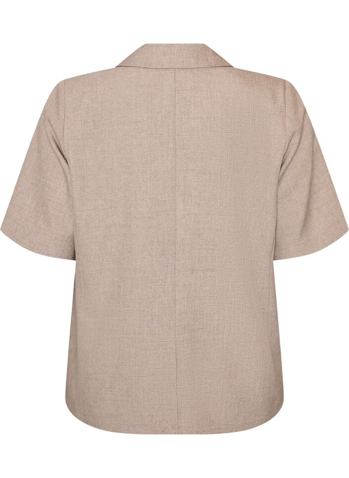 Blazer mit kurzen &Auml;rmeln und Revers, Braun, Packshot image number 1