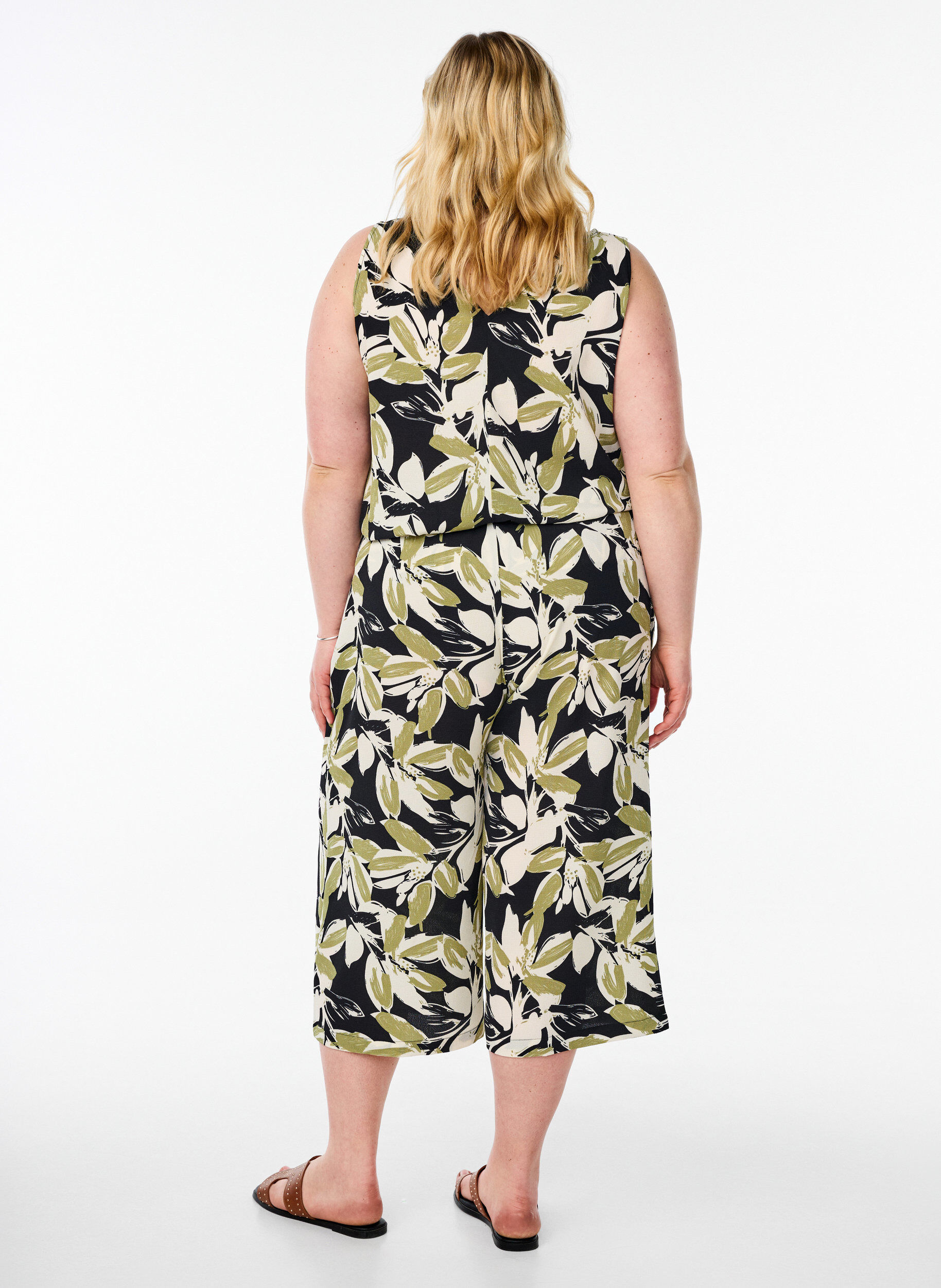 Zizzi Culotte-Hose mit Print, Schwarz, Model image number 1
