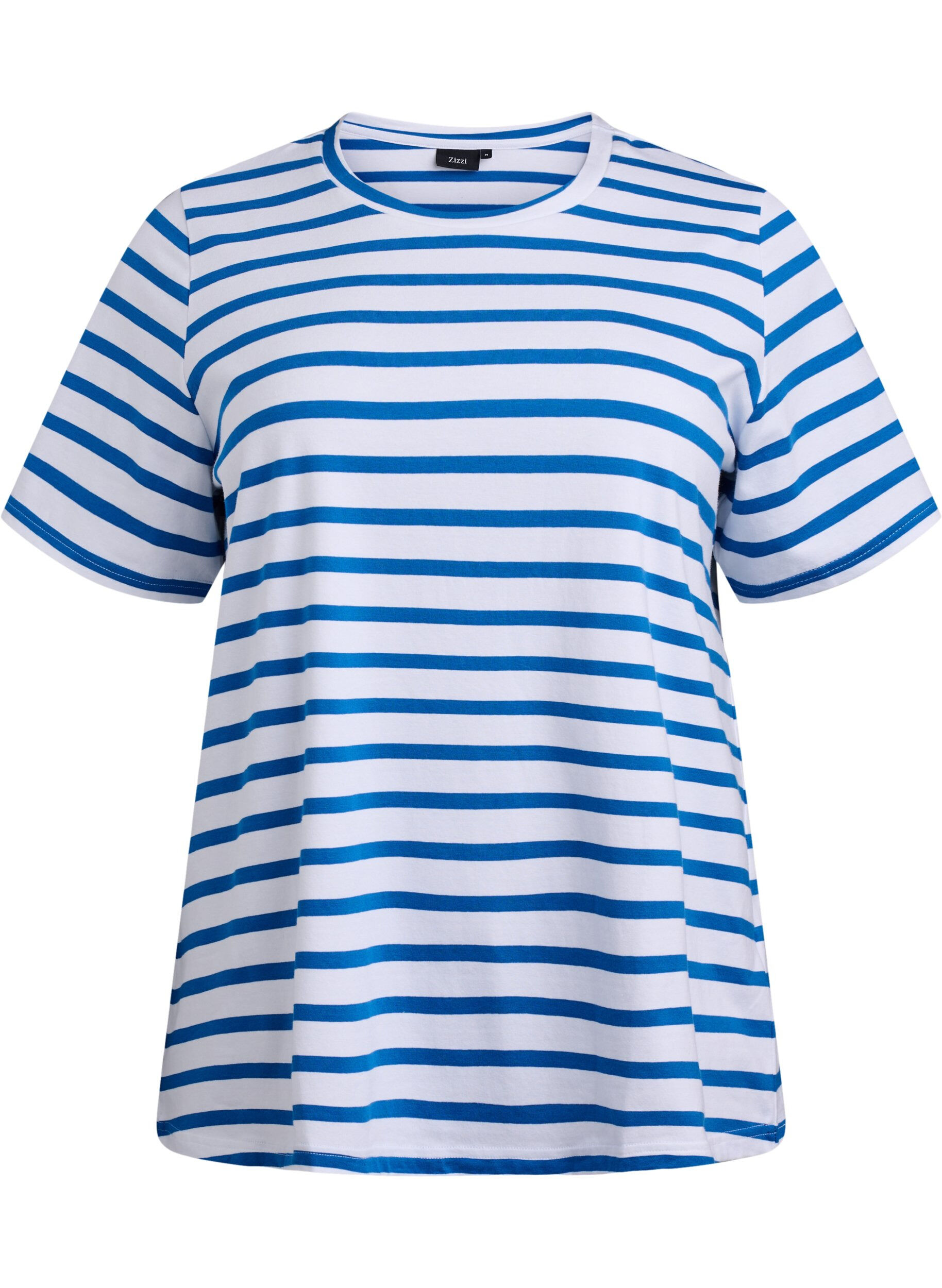 Zizzi Gestreiftes T-Shirt aus biologischer Baumwolle, Blau, Packshot image number 0