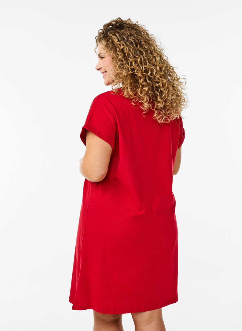 2er-Pack T-Shirt-Kleid mit kurzen &Auml;rmeln, Rot, Model image number 2