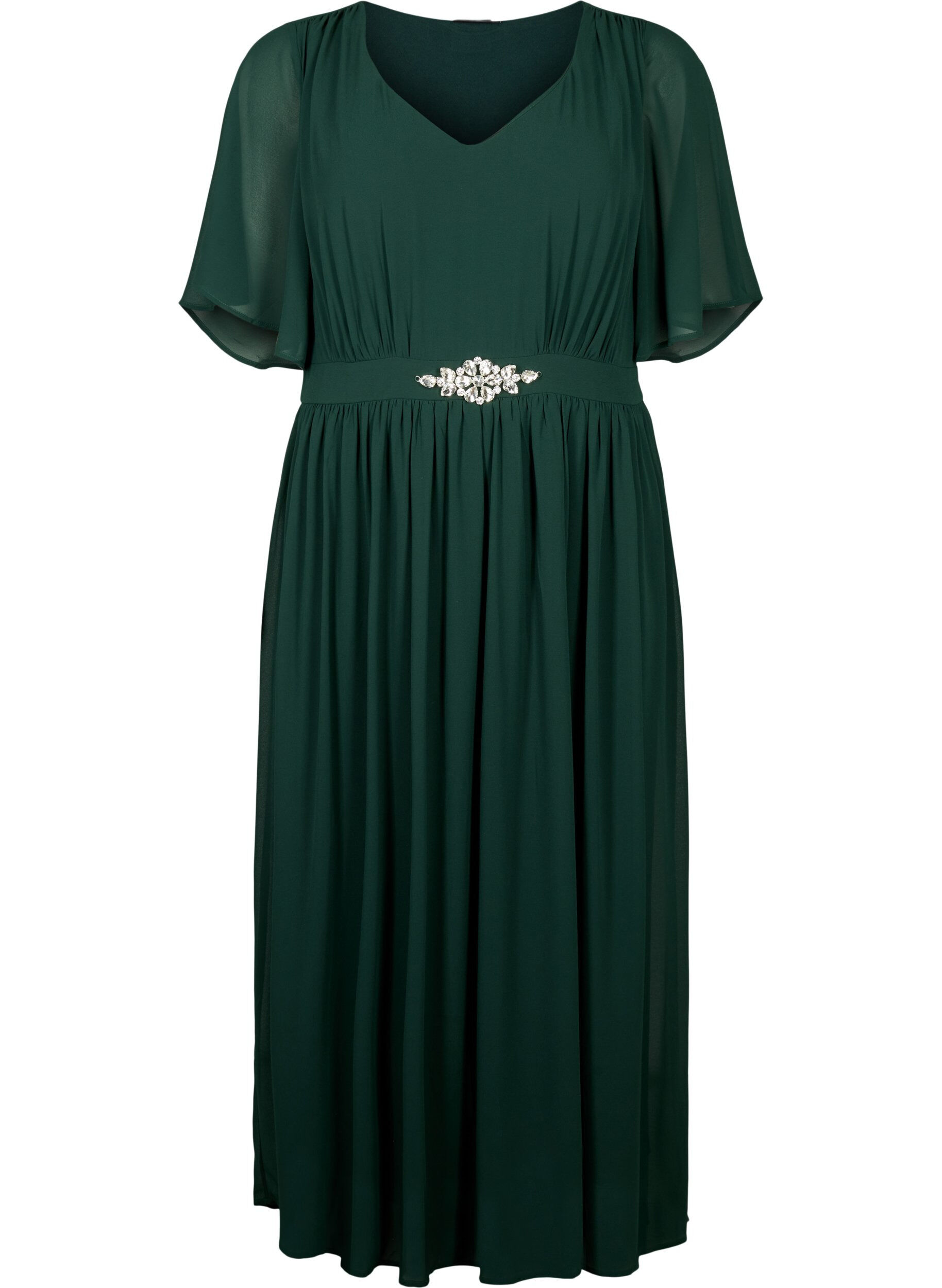 Zizzi Maxikleid mit Drapierungen und kurzen &Auml;rmeln, Scarab, Packshot image number 0