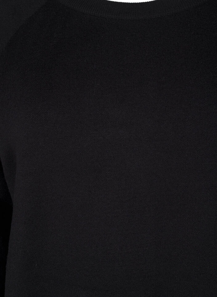 Strickkleid mit Rundhalsausschnitt und Schlitz, Schwarz, Packshot image number 2