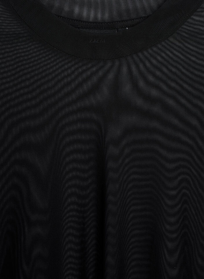 Bluse aus Mesh, mit kurzen Ärmeln, Schwarz, Packshot image number 2