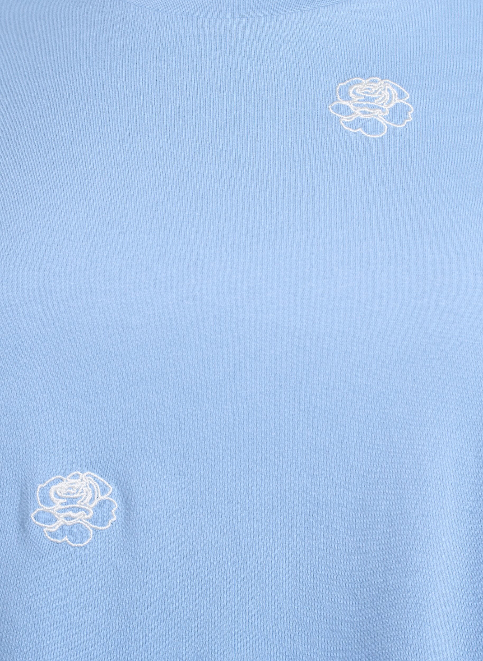 Zizzi T-Shirt aus Bio-Baumwolle mit aufgestickten Motiven, Blau, Packshot image number 2