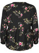 Lang&auml;rmelige Bluse mit gebl&uuml;mtem Muster, Schwarz, Packshot image number 1