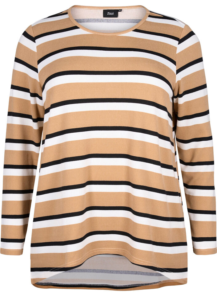 Gestreifte Bluse mit langen &Auml;rmeln, Schwarz, Packshot image number 0