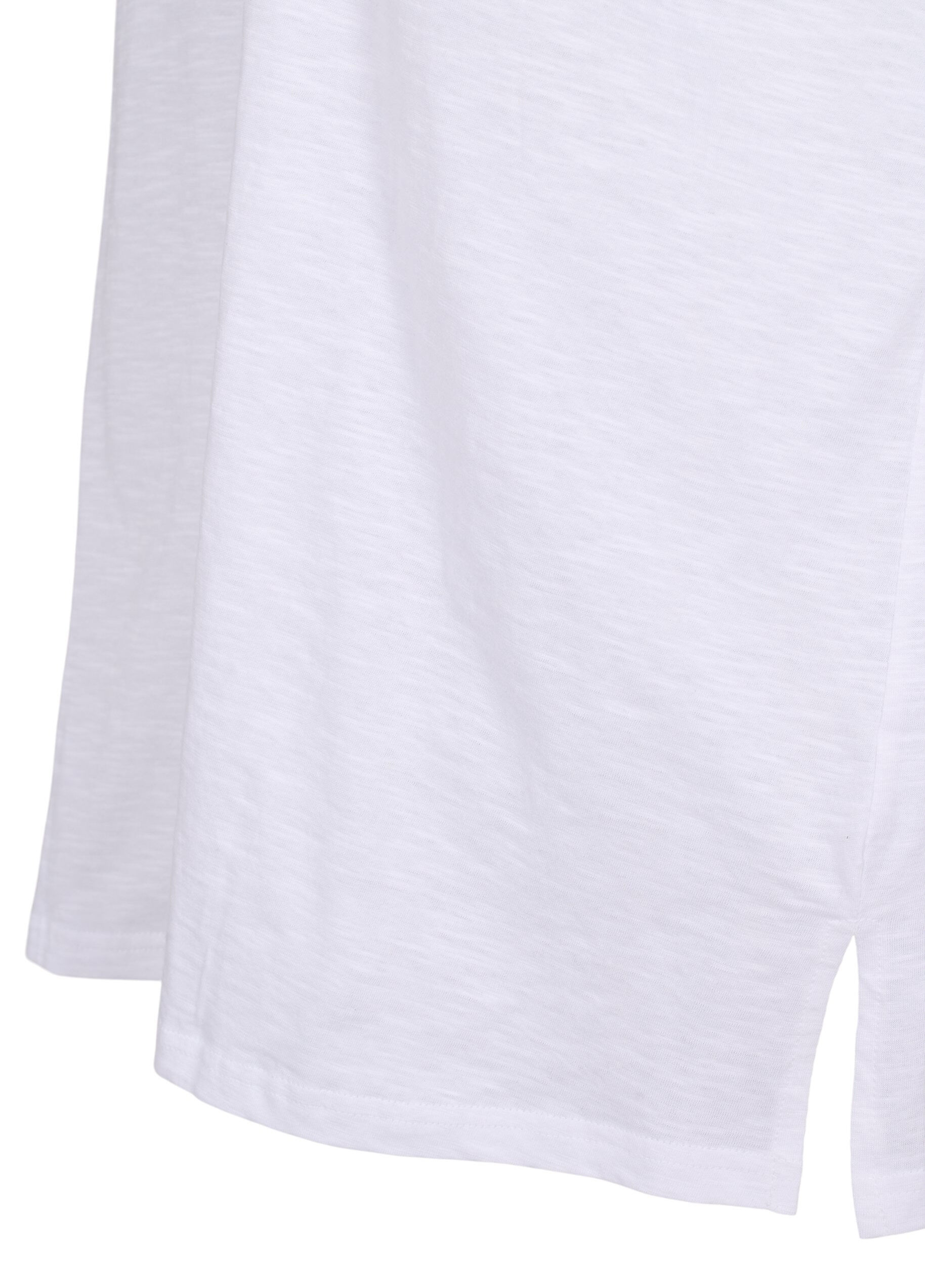 Zizzi Einfarbiges Oversize T-Shirt mit V-Ausschnitt, Wei&szlig;, Packshot image number 3