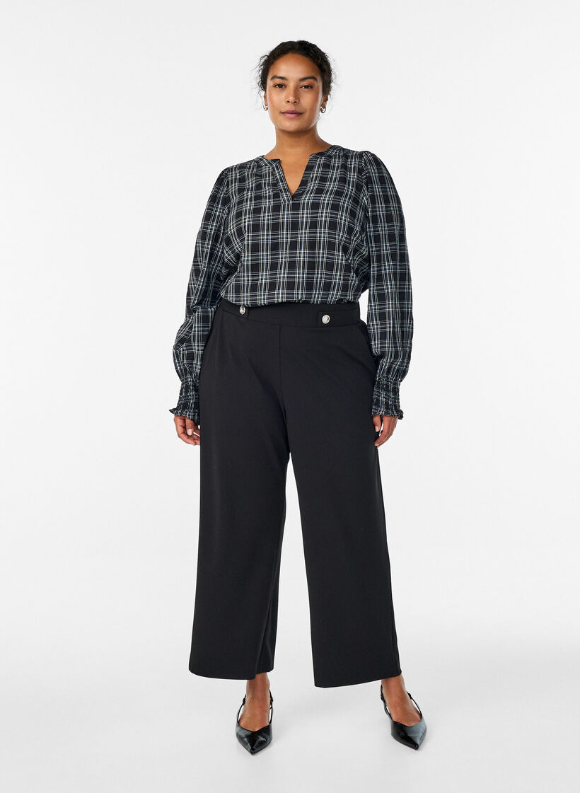 Lockere Hose mit Taschen, Schwarz, Model image number 0