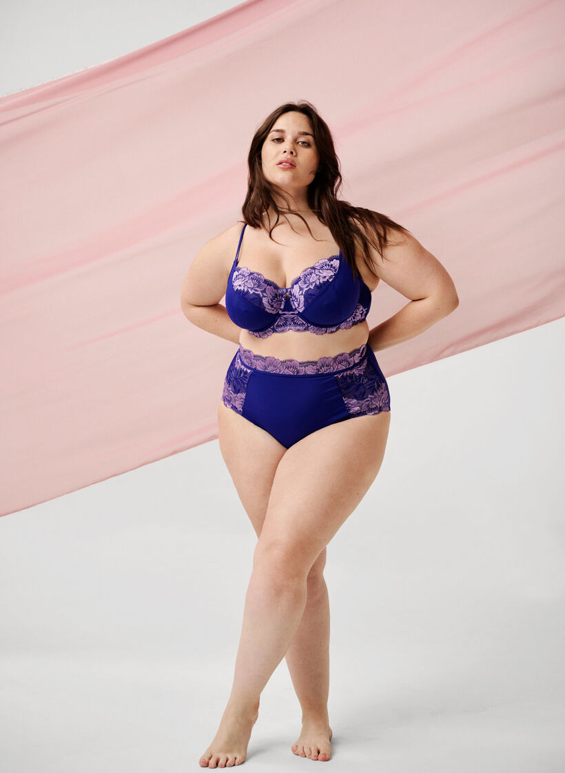 Vollverdeckter BH mit Bügel und Spitze, Clematis Blue ASS, Image image number 0