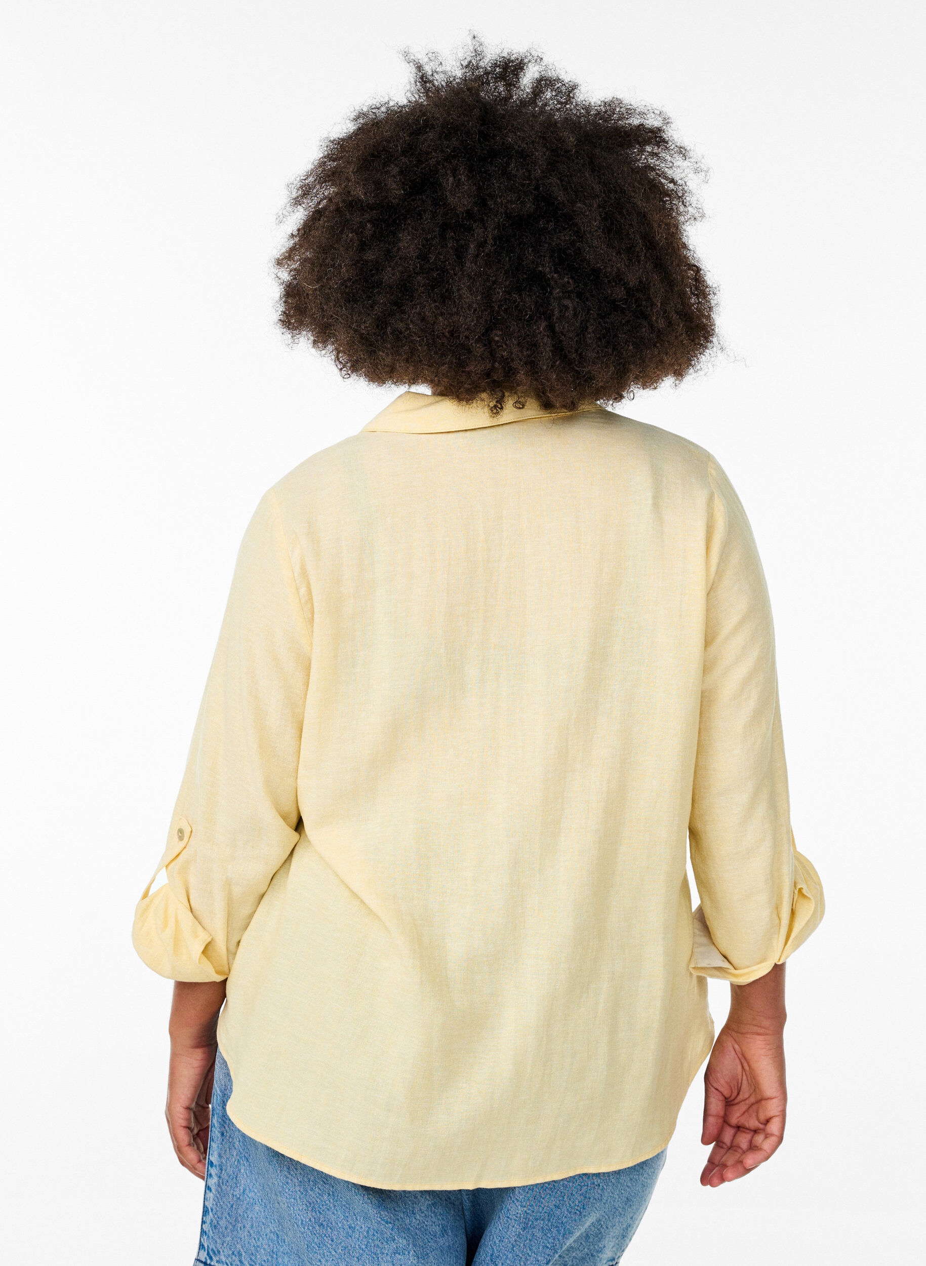 ZizziBluse aus Leinen und Viskose mit 3/4-&Auml;rmeln, Gelb, Model image number 2