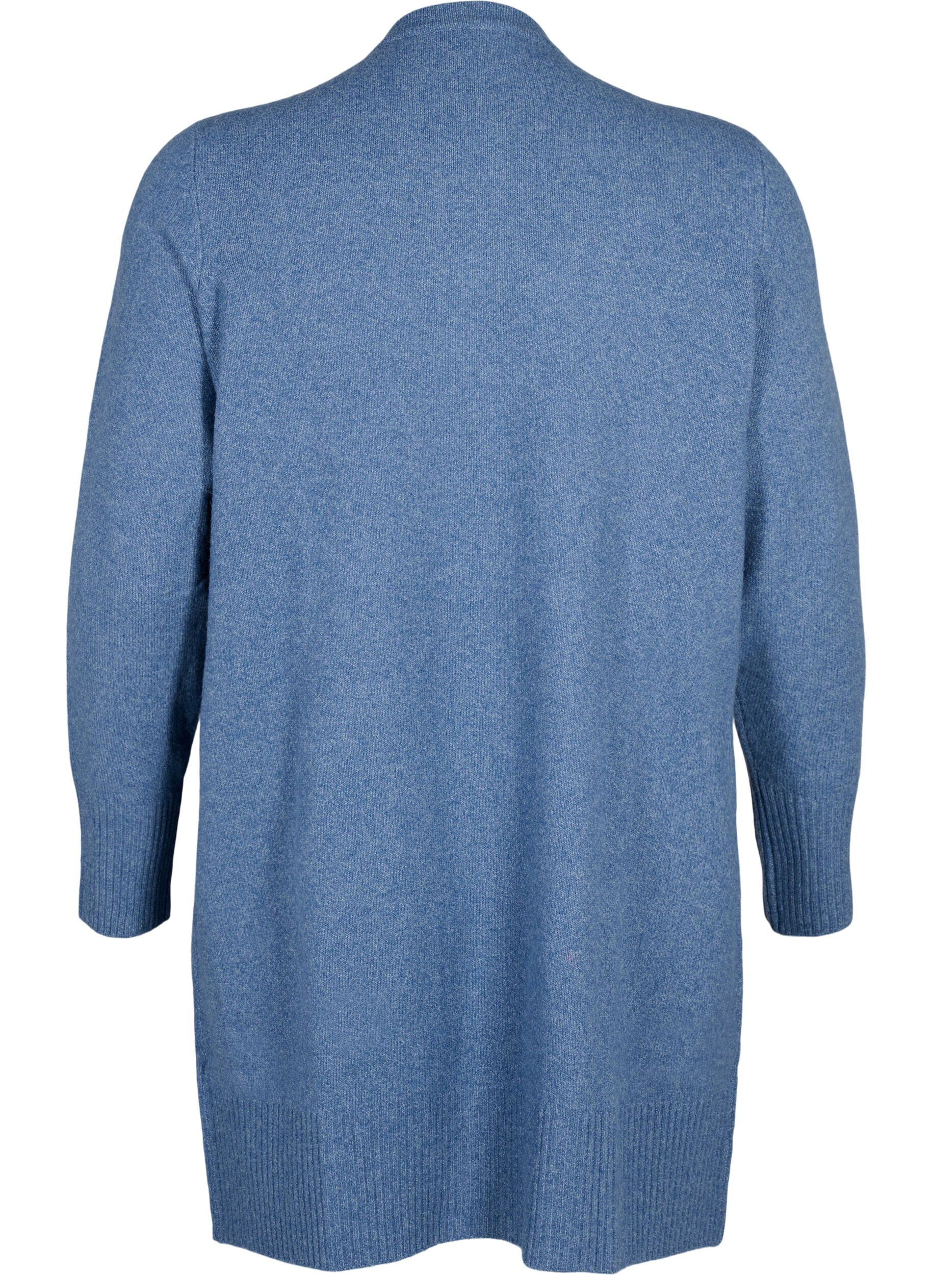 ZizziStrickjacke mit Rippenstrick und Taschen, Blau, Packshot image number 1
