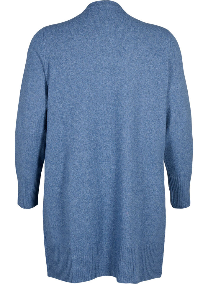 Strickjacke mit Rippenstrick und Taschen, Blau, Packshot image number 1