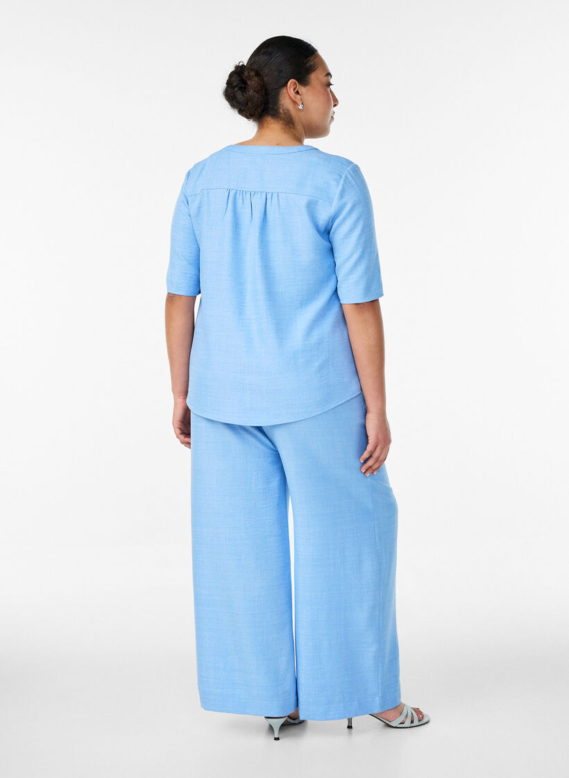 Lockere Hose mit elastischem Bund und Taschen, Blau, Model image number 1