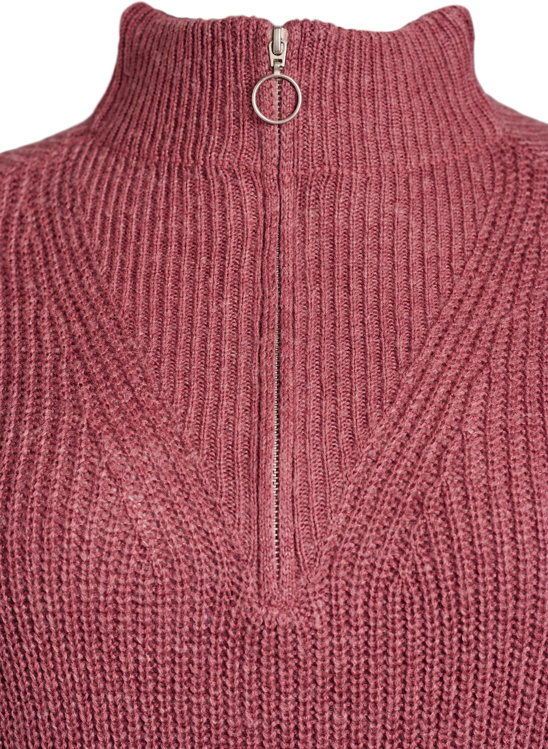 Zizzi FLASH - Kurzes Strickkleid mit hohem Kragen, Rot, Packshot image number 2