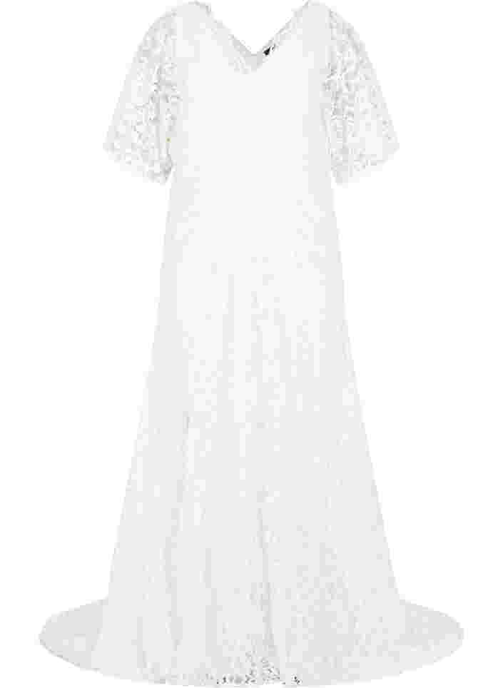Brautkleid mit Spitze und Schlitz, Star White, Packshot image number 0
