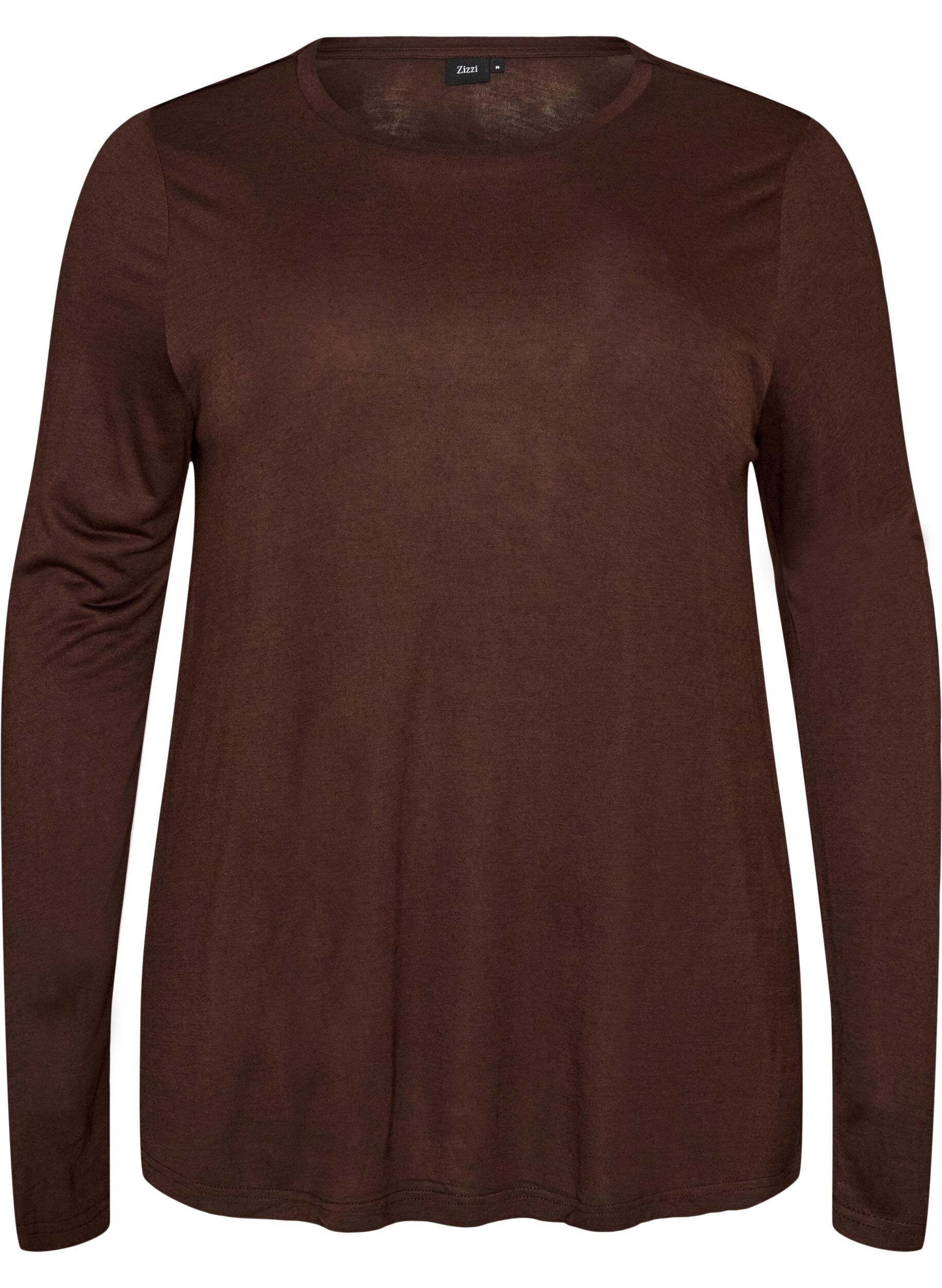 ZizziLang&auml;rmelige Bluse aus Wolle und Viskose, Braun, Packshot image number 0