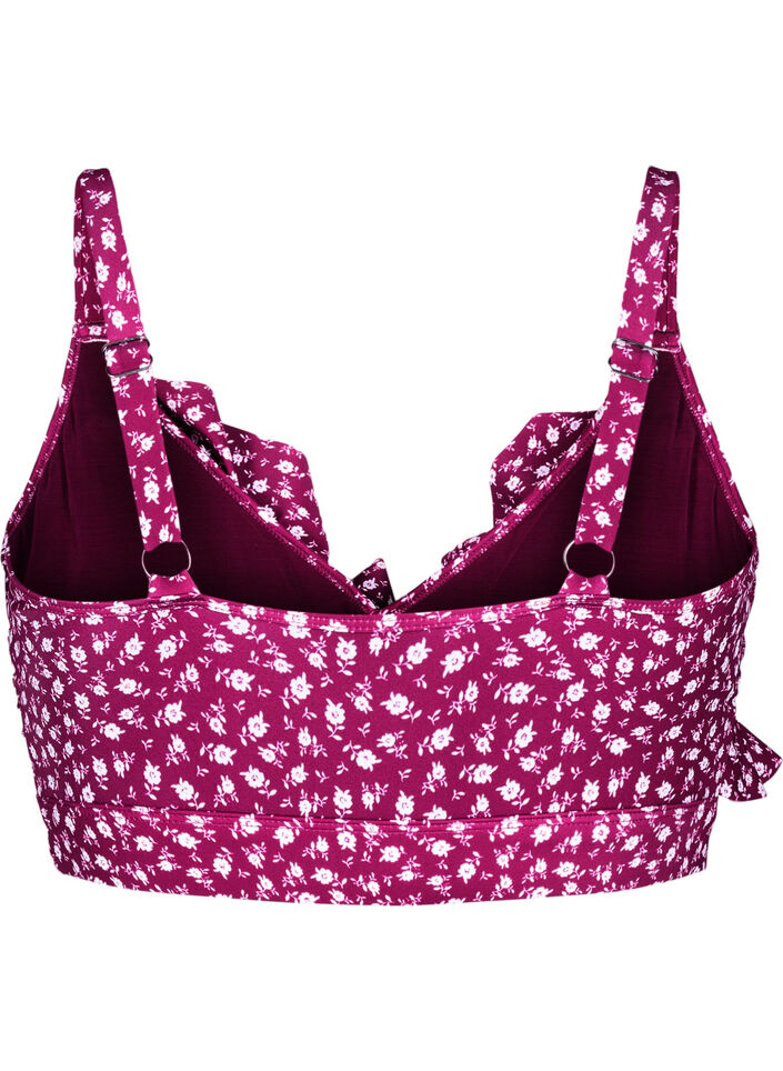 Bikinioberteil mit Print und R&uuml;schendetails, Rot, Packshot image number 1