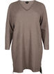 Strickkleid mit Schlitz, Walnut/White, Packshot image number 0