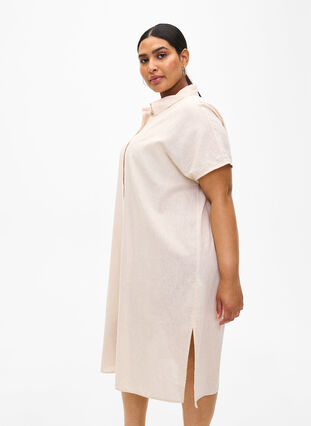 Langes Hemd aus Baumwollmischung mit Leinen, Sandshell, Model image number 0