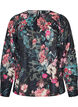 Gebl&uuml;mte Bluse mit Webstruktur, Schwarz, Packshot image number 0