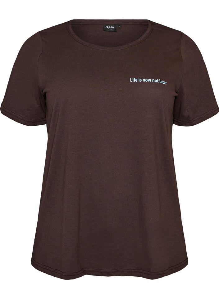 T-Shirt mit Print, Braun, Packshot image number 0
