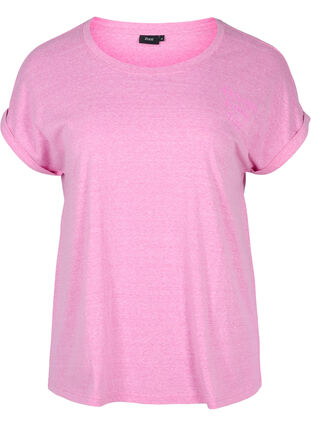 Meliertes T-Shirt aus Baumwolle, Cyclamen Melange, Packshot image number 0