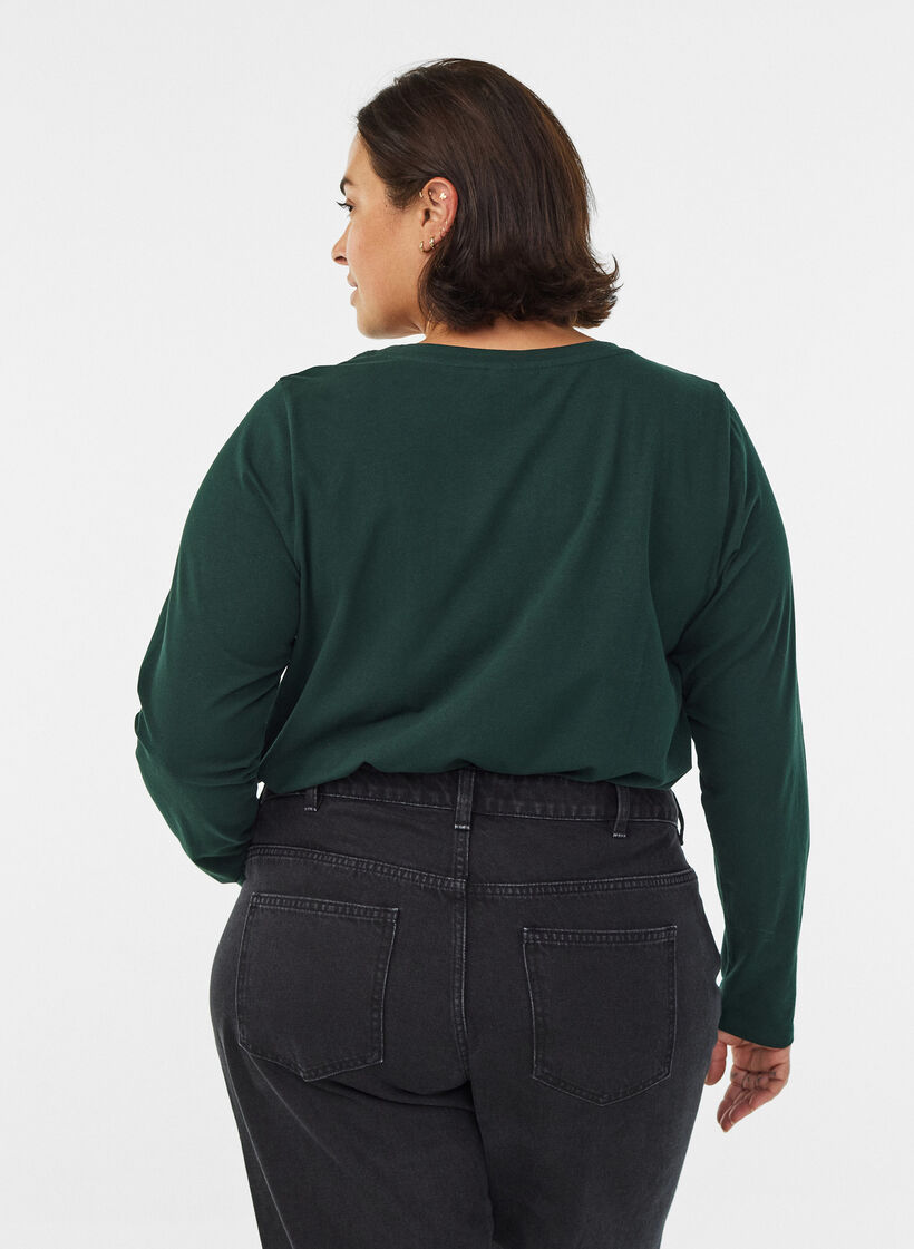Basic Bluse aus Jersey mit langen Ärmeln, Grün, Model image number 2