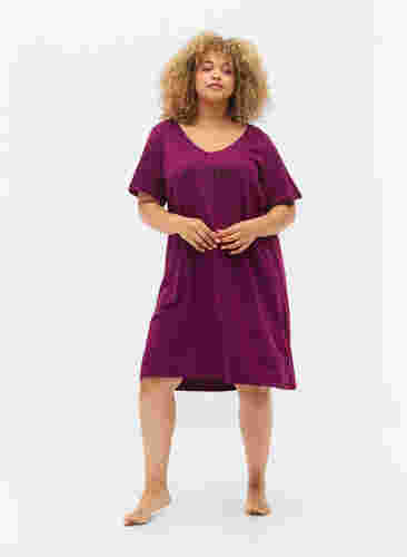 Nachthemd aus Baumwolle mit Print, D. Purple w. Coffee, Model image number 2