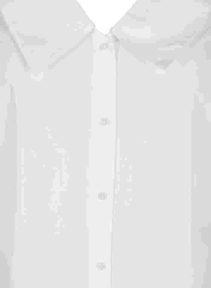 Lange Hemdbluse aus Baumwolle mit großem Kragen, Bright White, Packshot image number 2