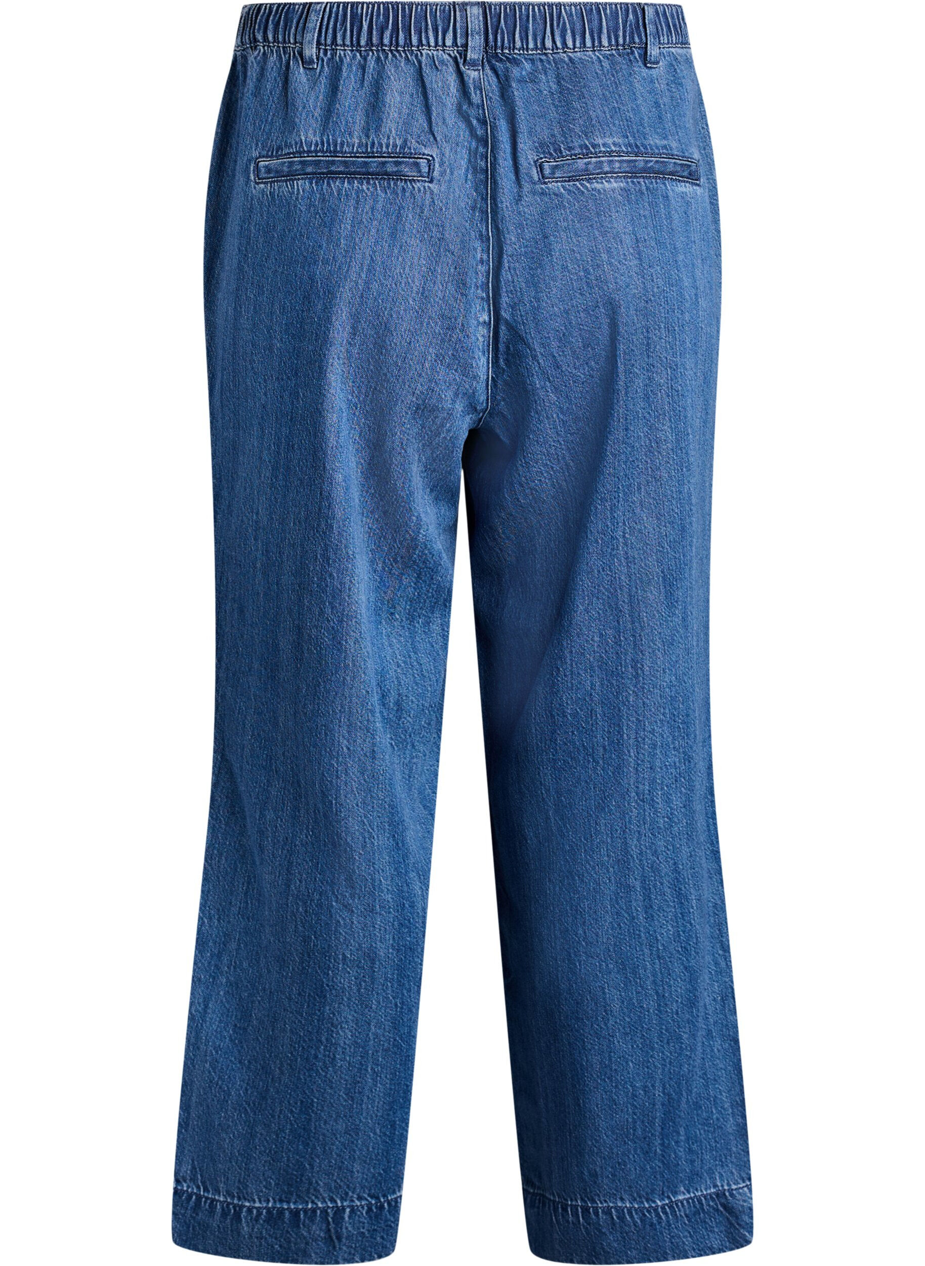 Zizzi Weite Jeans mit elastischem Bund, Blau, Packshot image number 1