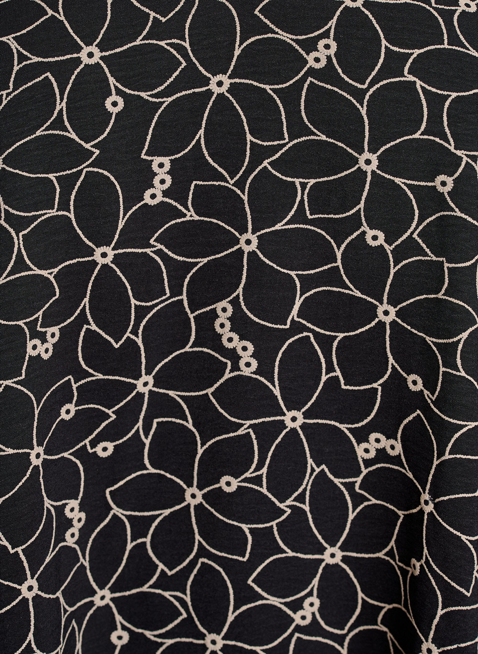 Zizzi Tunika mit besticktem Blumenmuster und 3/4-&Auml;rmeln, Schwarz, Packshot image number 2