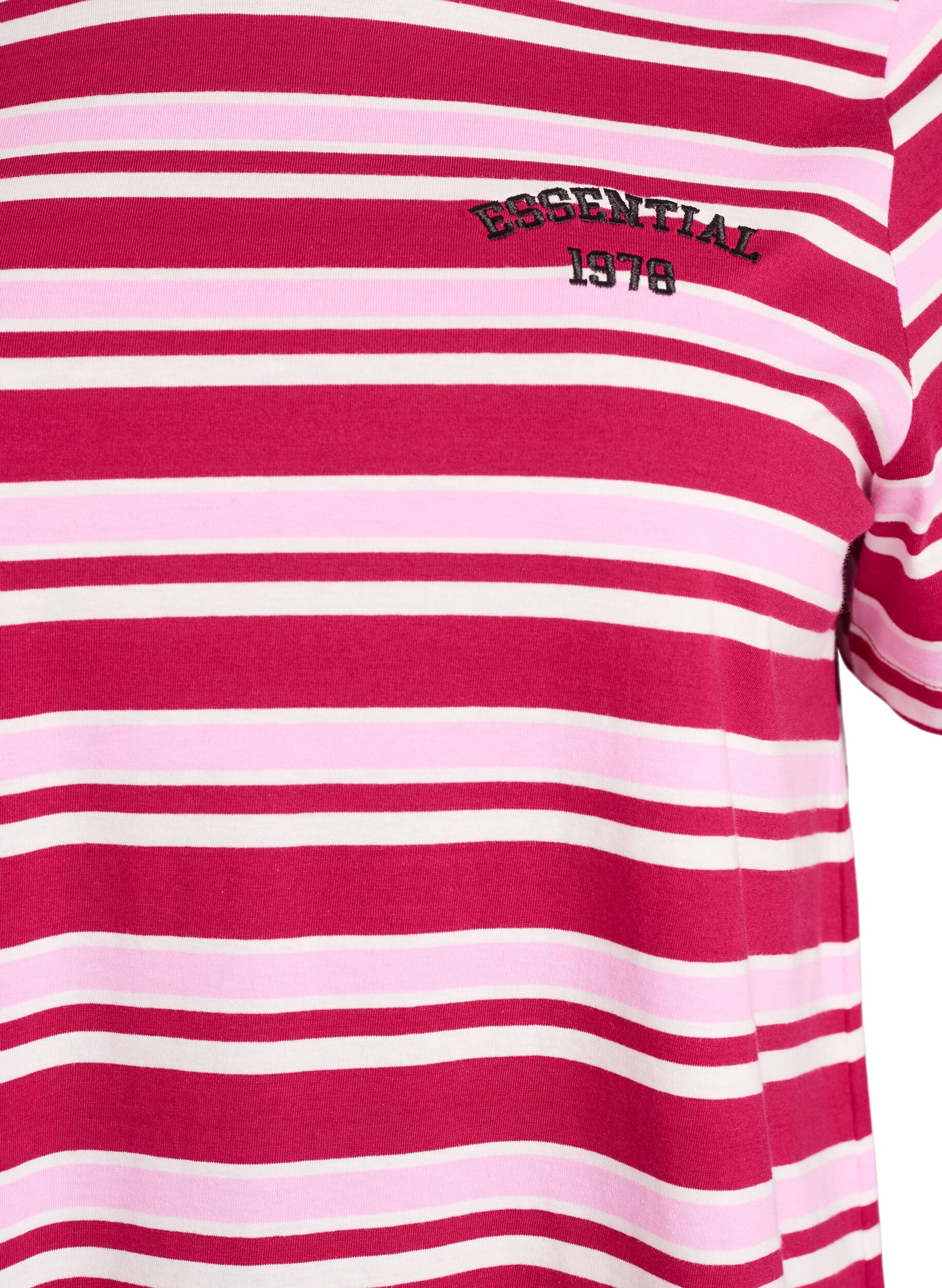 Zizzi T-Shirt aus Baumwolle mit Streifen, Rot, Packshot image number 2