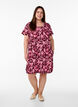 Kurz&auml;rmliges Baumwollkleid mit Aufdruck, Dunkles Bordeaux, Model image number 1