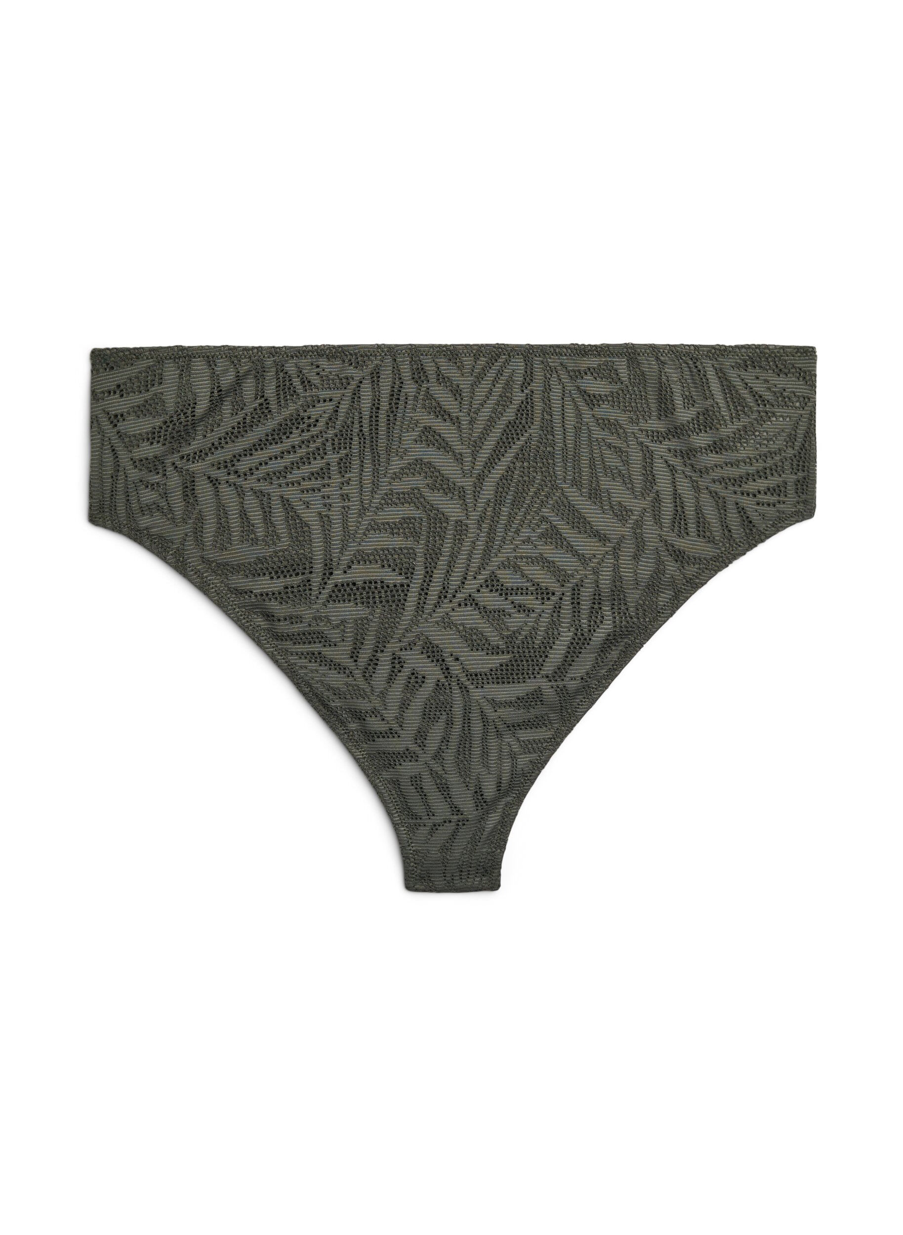 Zizzi Brasilianischer Bikini-Slip aus strukturiertem Mesh, Gr&uuml;n, Packshot image number 1