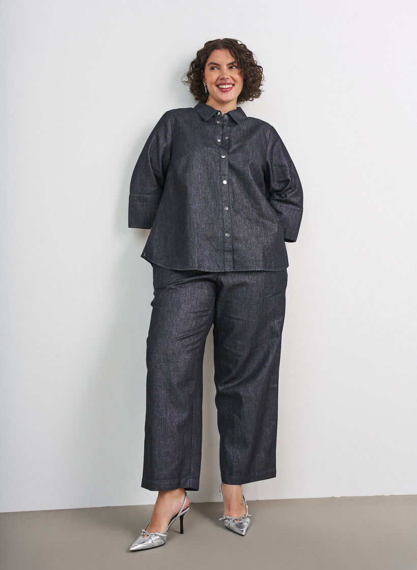 Straight Leg Jeans mit Glitzerfaden, Grau, Model image number 0