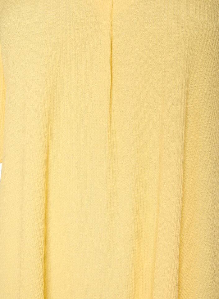 Midikleid mit V-Ausschnitt und Struktur, Gelb, Packshot image number 2