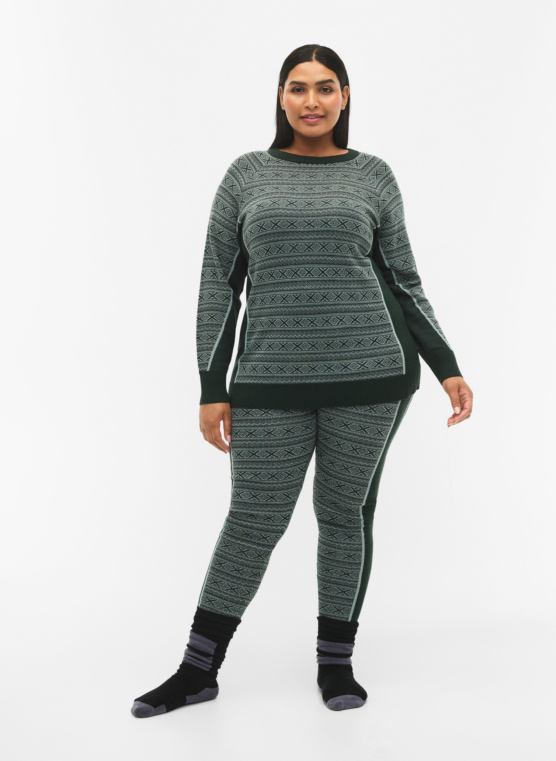 Zizzi Ski-Unterhose aus Wolle, Deep Lake Comb, Model image number 0