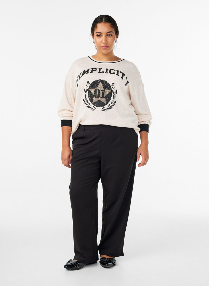 Hose mit hoher Taille und elastischem Bund hinten, Schwarz, Model image number 0