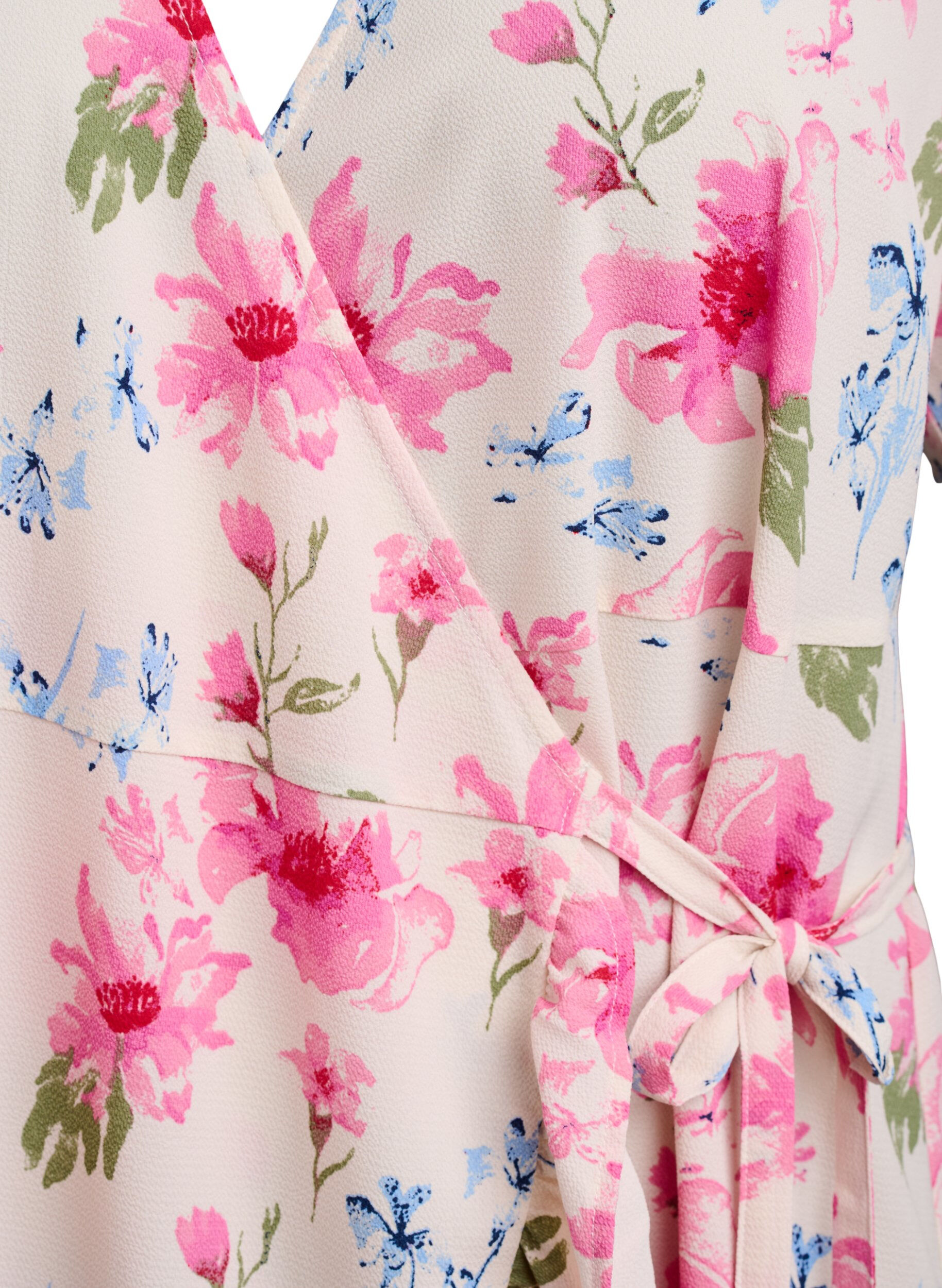 ZizziGebl&uuml;mtes Wickelkleid mit kurzen &Auml;rmeln, Wei&szlig;, Packshot image number 2