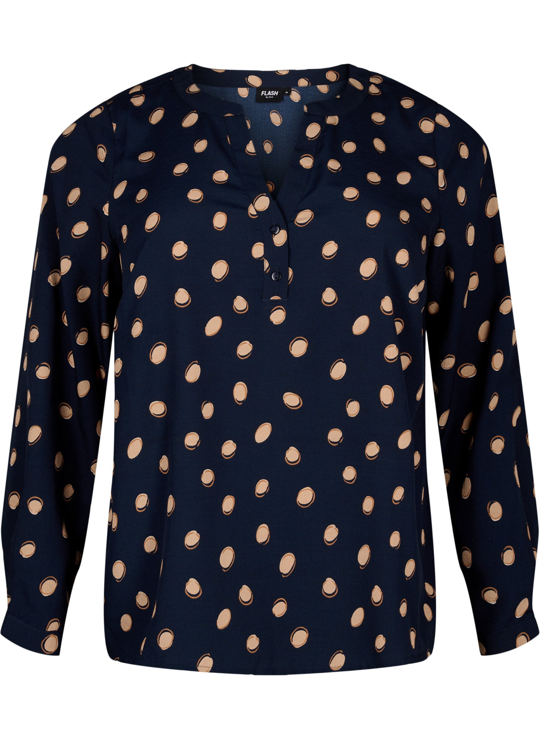 Zizzi FLASH &ndash; Lang&auml;rmlige Bluse mit Druck, Blue Double Dot, Packshot image number 0