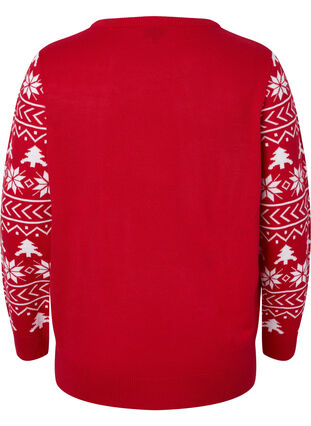 Pullover mit Weihnachtsmuster, Tango Red, Packshot image number 1