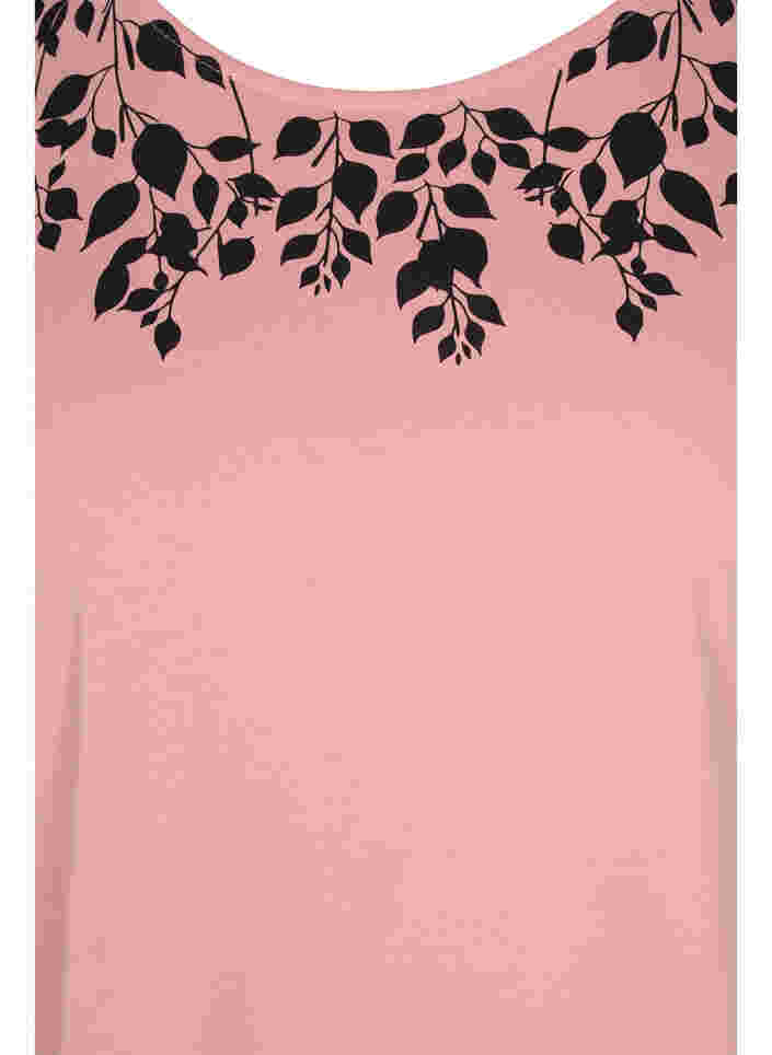 T-Shirt aus Baumwolle mit Printdetails, Blush mel Leaf, Packshot image number 2