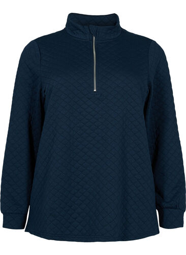 Gestepptes Sweatshirt mit Reißverschluss, Navy Blazer, Packshot image number 0
