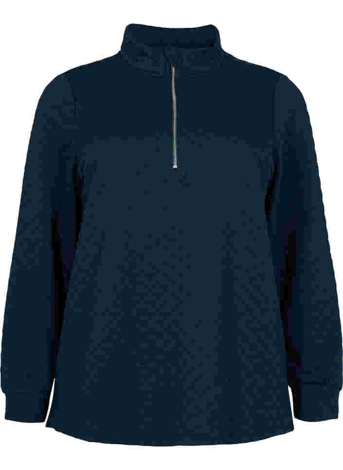 Gestepptes Sweatshirt mit Reißverschluss, Navy Blazer, Packshot image number 0