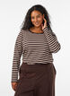 Gestreifte Bluse mit langen &Auml;rmeln, Braun, Model image number 0