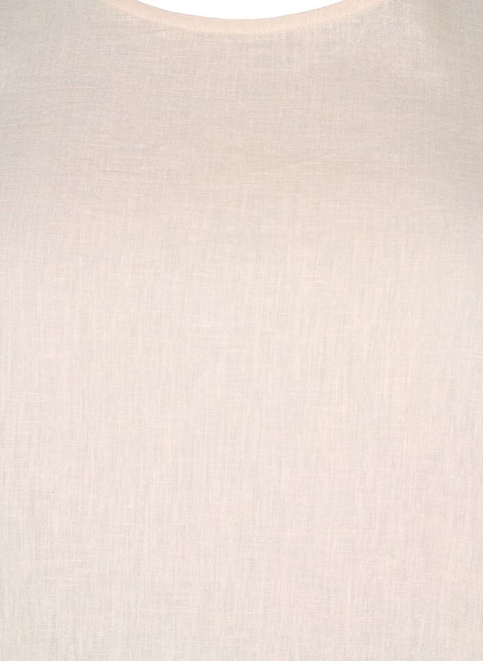 Kurzärmlige Bluse aus Baumwoll-Mix mit Leinen und Spitzendetail, Sandshell, Packshot image number 2