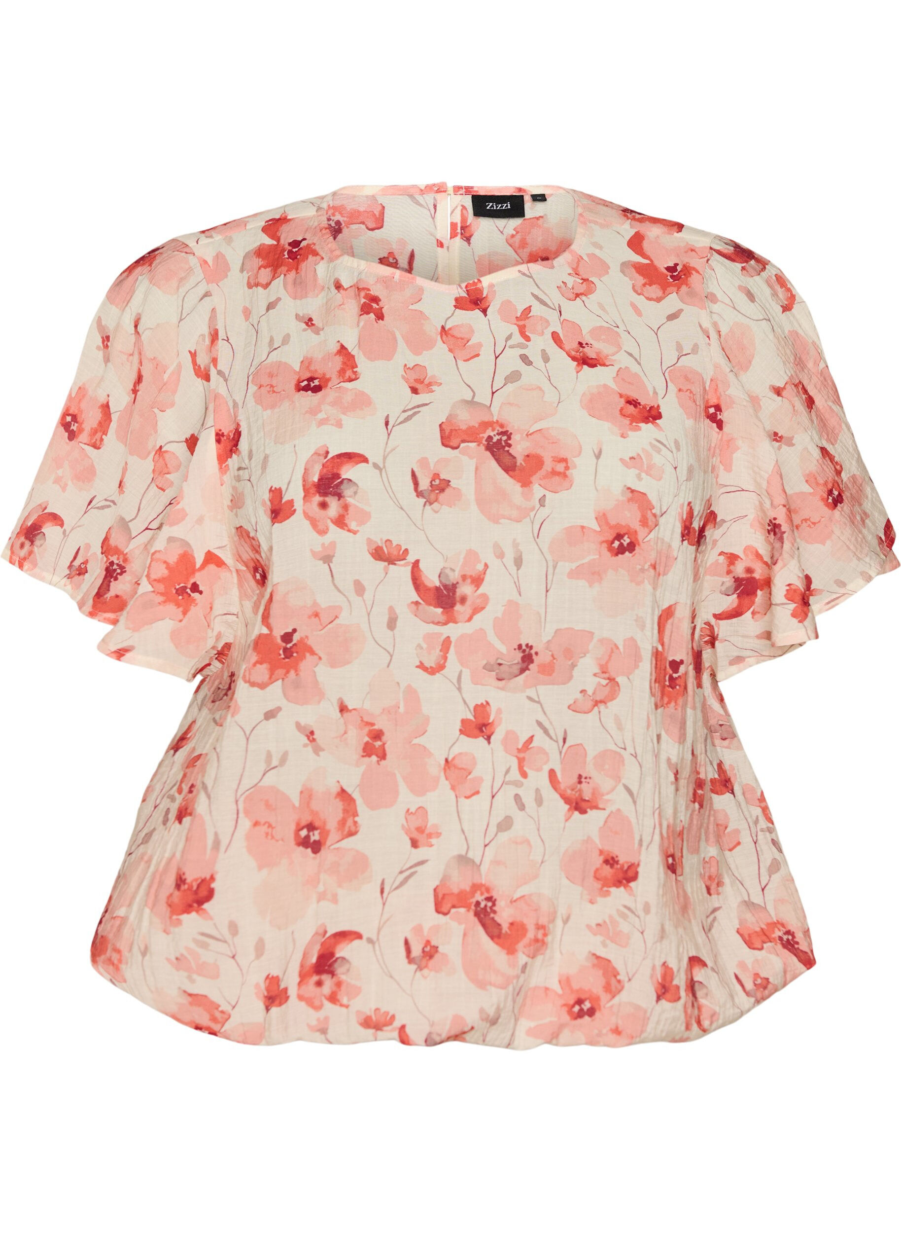 Bluse mit Ballonform und Fl&uuml;gel&auml;rmeln