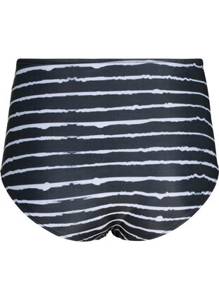 Bikini-Unterteil mit Streifen und hoher Taille, Black White Stripe, Packshot image number 1