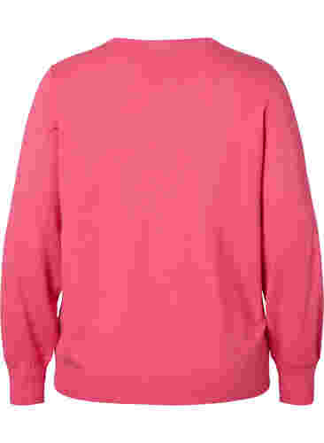 Unifarbene Strickbluse mit Rippedetails, Hot Pink Mel., Packshot image number 1
